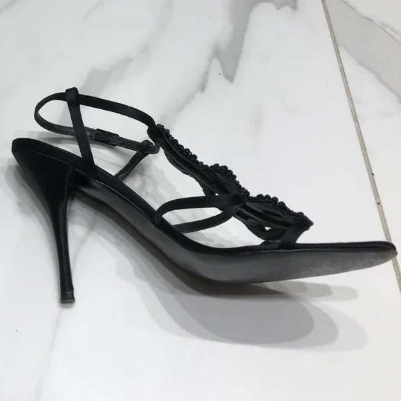 Stuart Weitzman Black Satin Caviar sandals - Picture 10 of 10